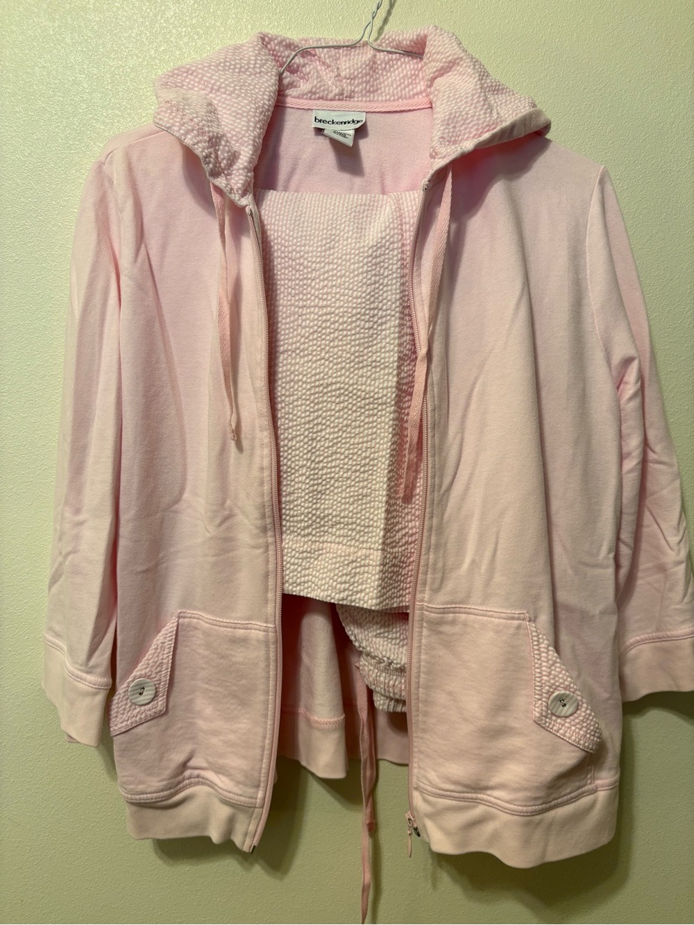 breckenridge Light Pink Zip Hoodie with matching capris